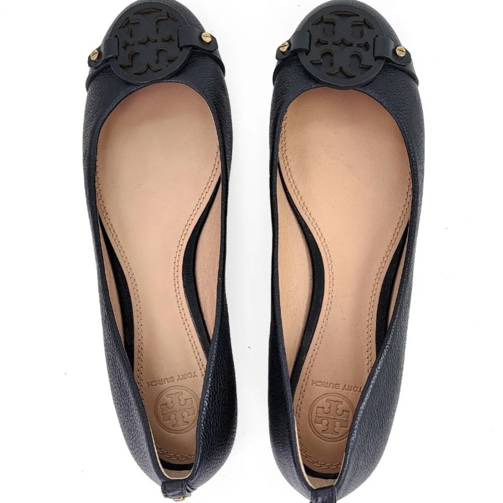 Tory Burch Mini Miller Flats - Navy Blue Leather. Great condition.